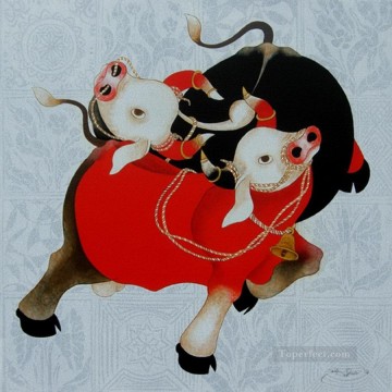 Indian Painting - India cattle